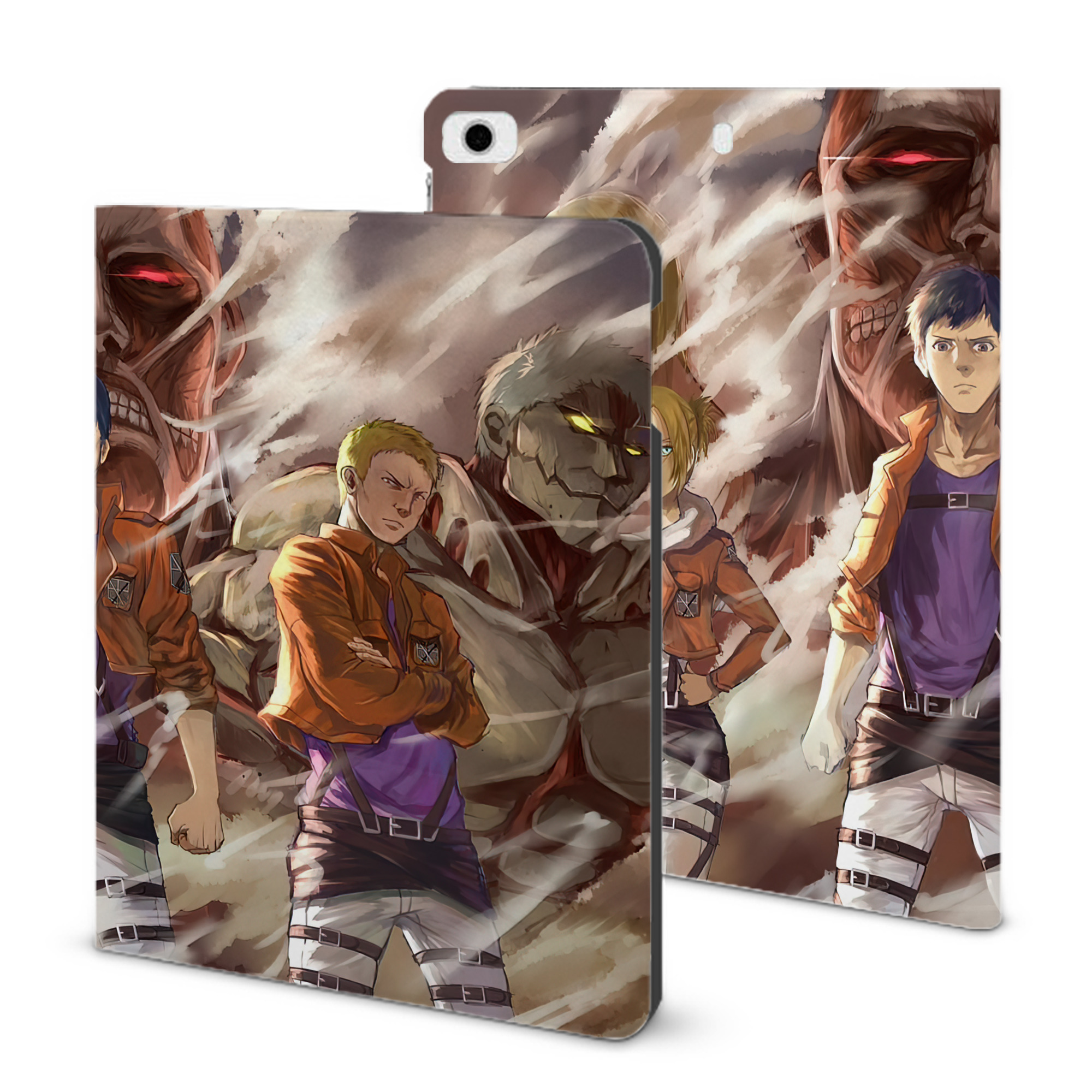 （画像用） 進撃の巨人 Attack on Titan IPad ケース ブック型 PUレザー TPU 耐衝撃 軽量 薄型 ペン収納なし 全面保護 IPad 各モデル対応
